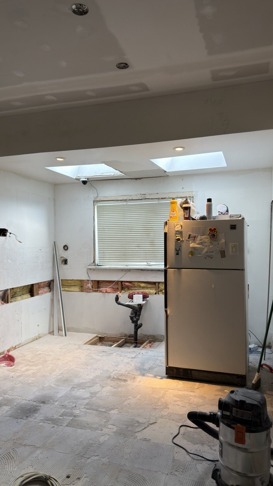 Kitchen before: gutted to the walls